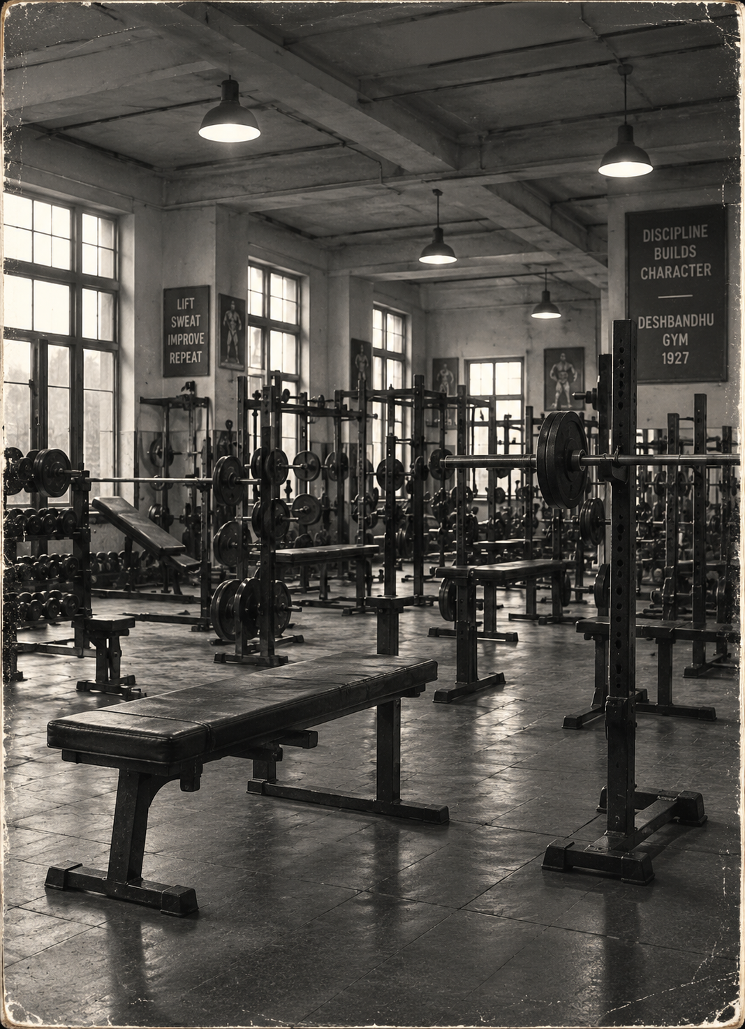 Wide view of the gym floor at Deshbandhu Gym, Bankura
